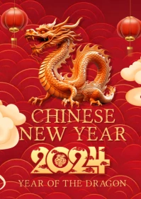 year of the dragon flyer A3 template