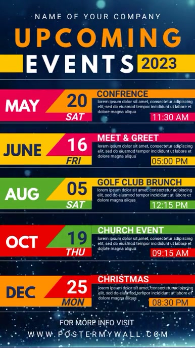 Calender Posts Yearly schedule, calender Post Template | PosterMyWall