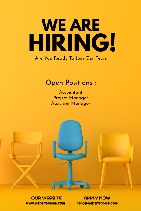 Yellow & Black We Are Hiring Poster Template | PosterMyWall