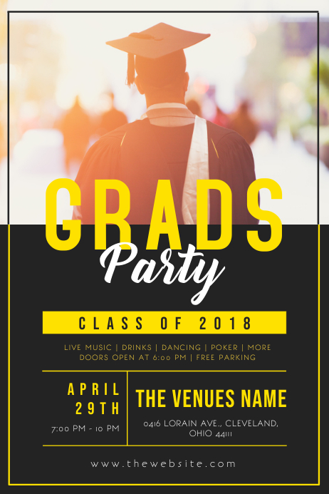Yellow & Black Graduation Party Poster Template