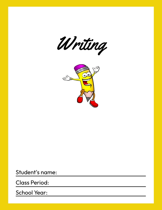 Yellow & White School Subject Book Cover Flyer (US Letter) template