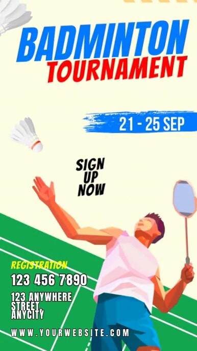 Yellow 3d Badminton Tournament Instagram Stor Template | PosterMyWall