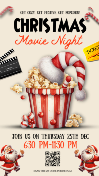 Yellow 3d Christmas Movie Night Instagram Story Instagram-verhaal template