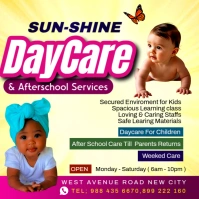 Yellow 3d Daycare Services Infant Baby Kids Child Care Preschool Nursery Center Advertisement Poster template