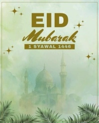 Yellow 3d Eid Mubarak Instagram Portrait template