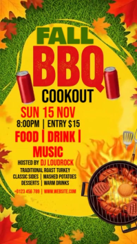 Yellow 3d Fall Bbq Party Instagram Story template