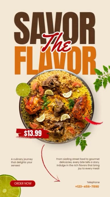 Yellow 3d Food Promotion Instagram Reel template