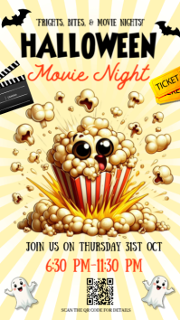 Yellow 3d Halloween Movie Night Instagram Story template