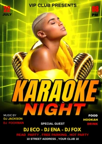 Yellow 3d Karaoke A4 template