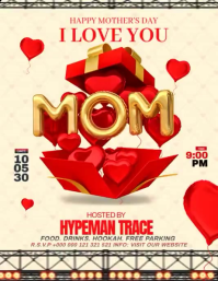 Yellow 3D Mother's Day Celebration Flyer Video ใบปลิว (US Letter) template