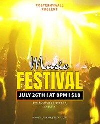 Yellow 3d Music Festival Instagram Portrait template