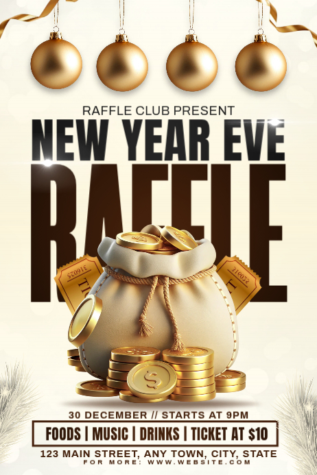 Yellow Raffle Advertisement Yellow 3d New Year Raffle Poster Template | PosterMyWall