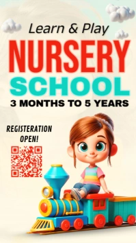 Yellow 3d Nursery School Instagram Story template