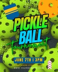 Yellow 3d Pickleball Tournament Instagram Portrait template
