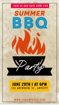 Yellow 3d Summer Bbq Party Tampilan Digital (9:16) template