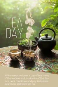 Yellow 3d Tea Day Poster Affiche template