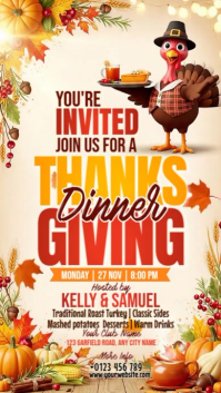 Yellow 3d Thanksgiving Dinner Invitation Instagram Story template