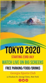 Yellow 3d Tokyo Olympics Digital Display Digitale Vertoning (9:16) template
