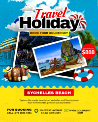 Yellow 3d Travel Holiday Tour Vacation Trip Festive Gateway Packages Agency Company Promotion Flyer Instagram Portrait template