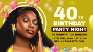 Yellow 40th Birthday Party Digital Display template