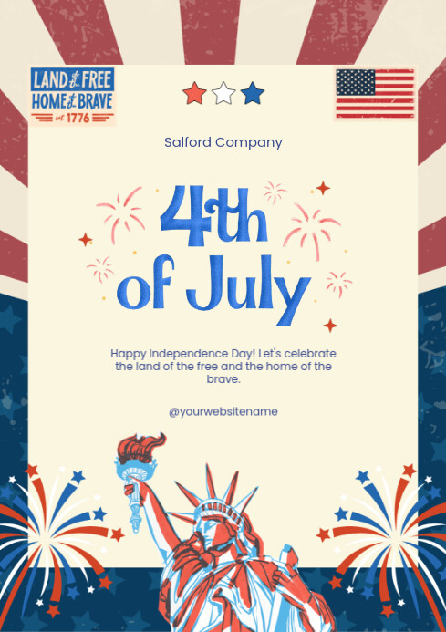 Yellow 4th Of July A4 template