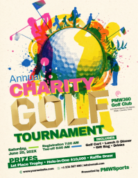 Yellow Abstract Charity Golf Tournament Flyer Folder (US Letter) template