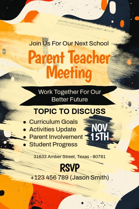Yellow Abstract Parent Meeting Poster Template | PosterMyWall