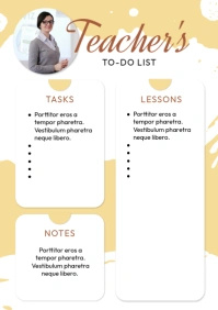 Yellow Abstract Teacher's To-do List  A1 template