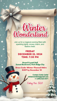 Yellow Abstract Winter Wonderland  Instagram Story template