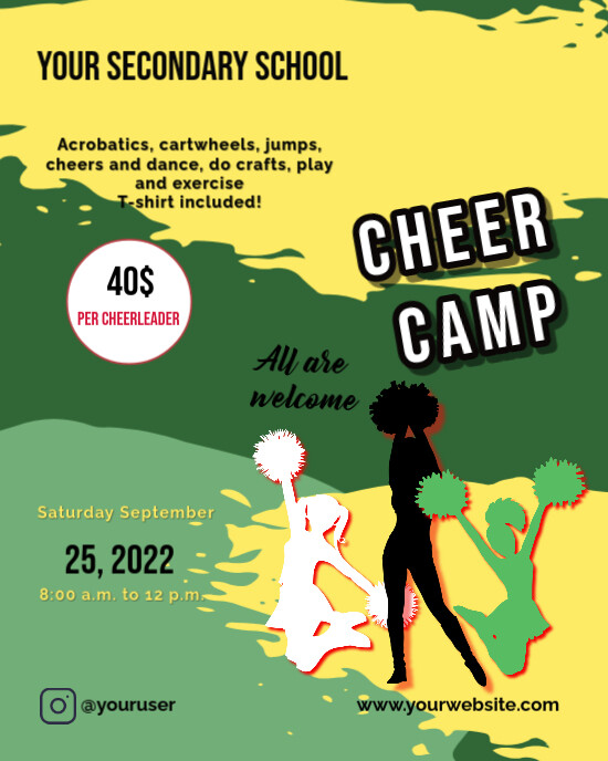 Yellow Alegre Cheer Camp Instagram Post Instagram Portrait Template ...