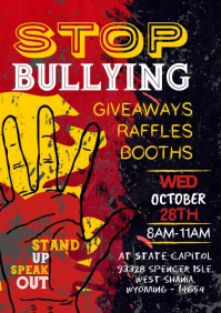 yellow and black Grunge Anti Bullying A5 template
