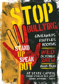 yellow and black Grunge Anti Bullying A5 template