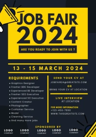 Yellow and Black Job Fair 2024 A4 template
