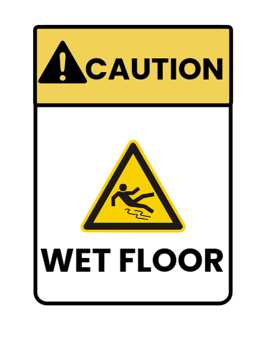 Yellow and black Modern & Minimal Wet Floor Caution  Poster/wallboard template