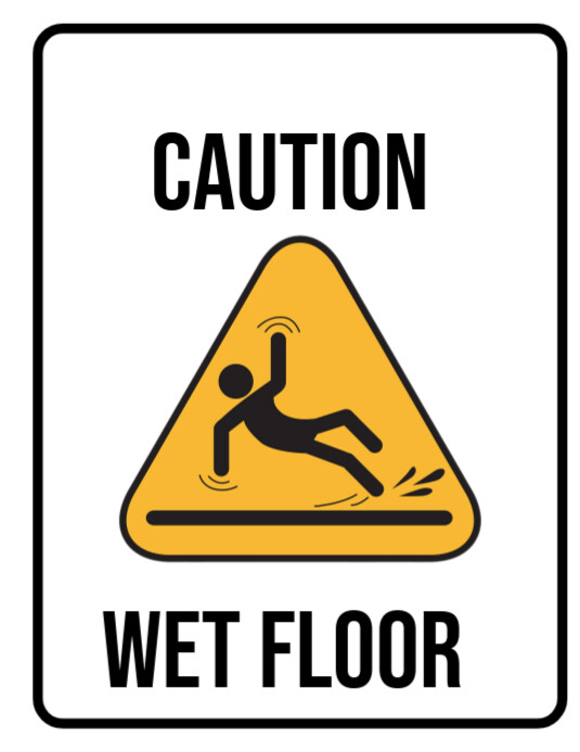 Yellow and black Modern & Minimal Wet Floor Caution Design  Flyer (us Letter) template