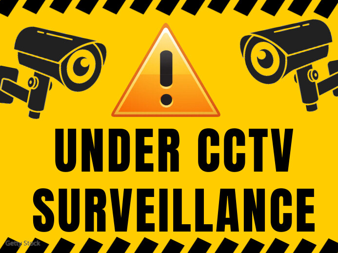 Yellow And Black Warning CCTV Yard Sign Template | PosterMyWall