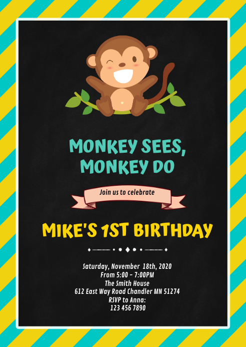 Modele Une Anniversaire De Singe Effronte Jaune Et Bleu Postermywall Modele Une Anniversaire De Singe Effronte Jaune Et Bleu Postermywall