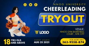 Yellow and Blue Cheerleader Tryout Facebook P template