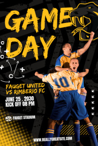 Yellow and Blue Dynamic Soccer Game Day Instagram Post Poster template
