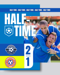 Yellow and Blue Geometric And Bold Half-time score Instagram Post template