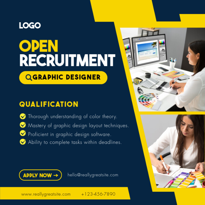 Yellow Recruiting Module Copy of Yellow and Blue Geometric Open Recruitment Instagram Post ...