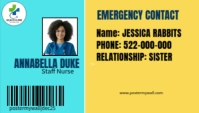 Yellow and blue Professional Medical Emergency Contact Id Card Design Template Poster Business Card