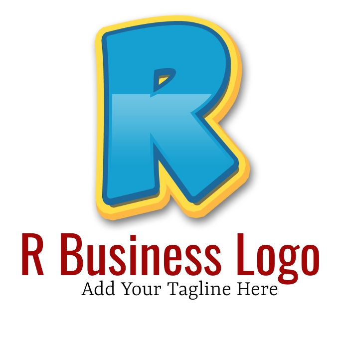yellow and blue R logo, Letter Dog Alphabet P template