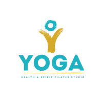 Yellow and Cyan Turquoise Yoga and Pilates Studio Logo Template