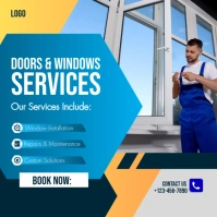 Yellow and Light Blue Modern Doors & Windows Services Instagram Post template