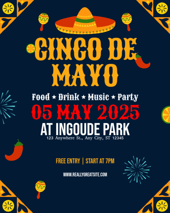Yellow and Orange Illustrative Cinco De Mayo Festival Instagram Portrait template