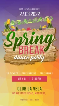 Yellow and purple spring break dance party In เรื่องราวบน Instagram template