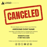 Yellow and red event canceled stamp instagram post template
