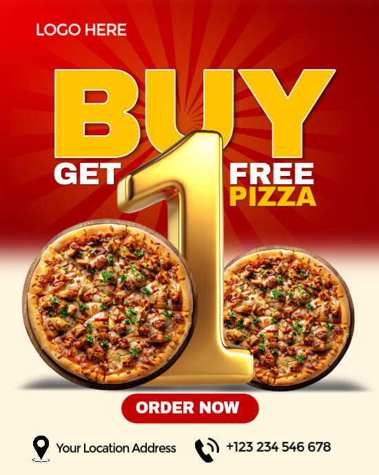 Yellow and Red Maximalist Pizza Instagram Portrait template