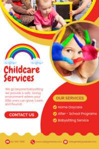White Childcare Services Poster Template